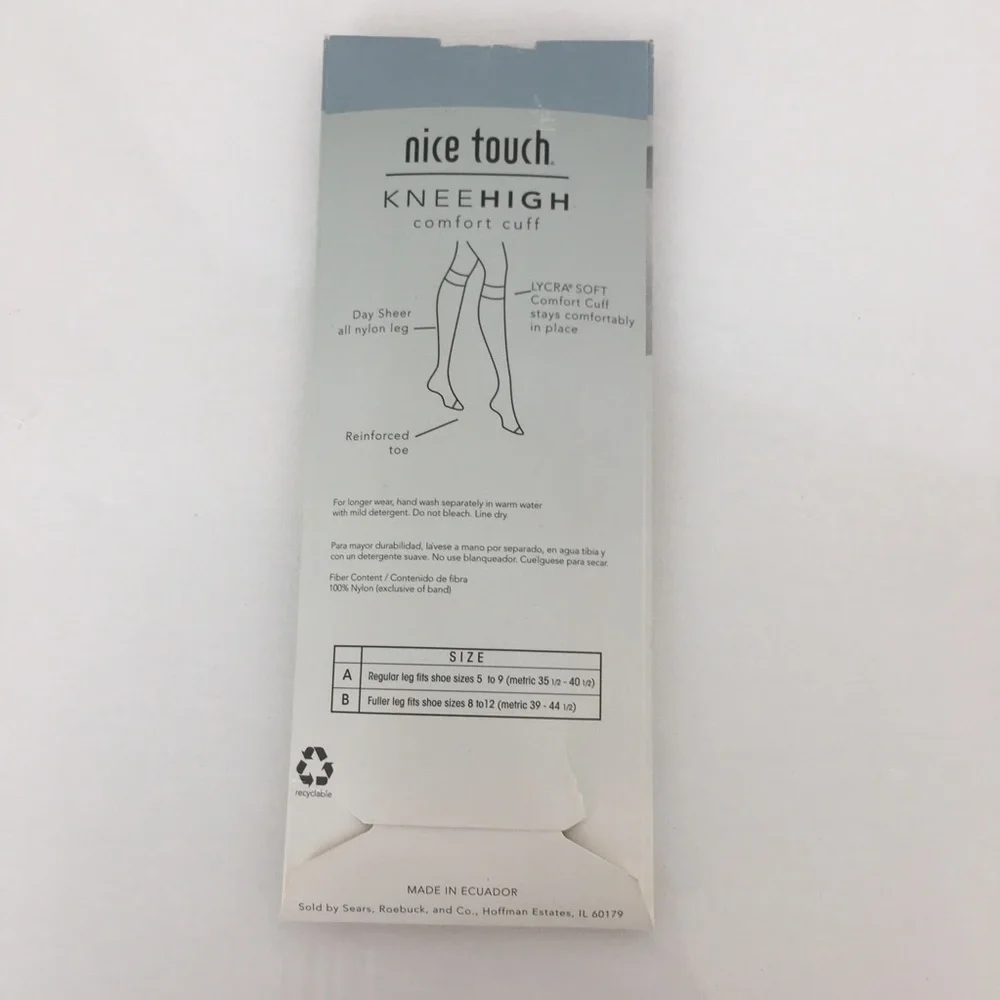 Vintage Nice Touch Set of 2 Control Top Nude Pantyhose Size D, E NEW & Kneehighs